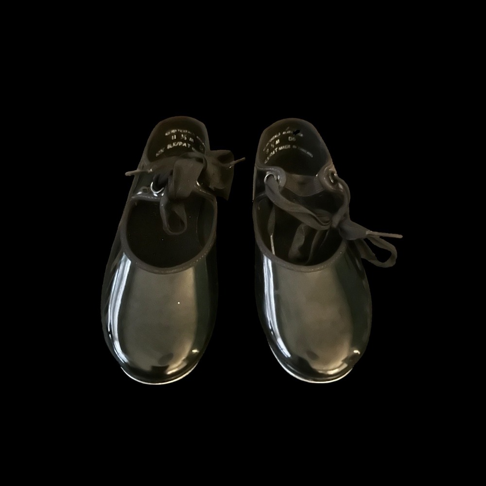 Capezio Kids Black Patent Tap Shoes Size 11.5 M
